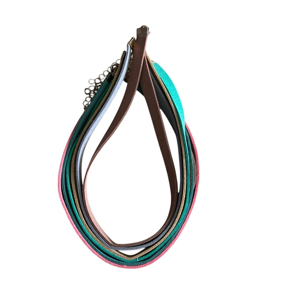 6 -Velvet Chokers Necklace Vintage Y2K Rose Green Gray Tan‎ Brown Gold Clasp 16"